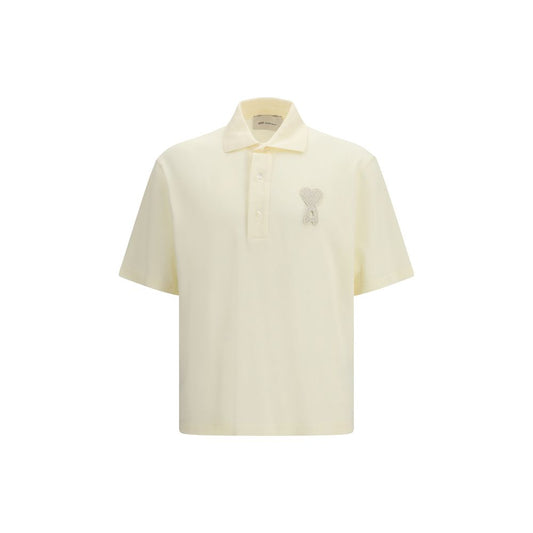 Ami Paris Beige Cotton Polo Shirt - ClickThatClicks 