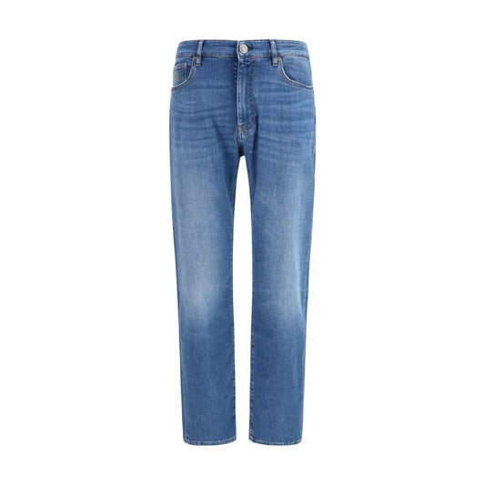 MooRER Blue Cotton Straight-Leg Jeans - ClickThatClicks 
