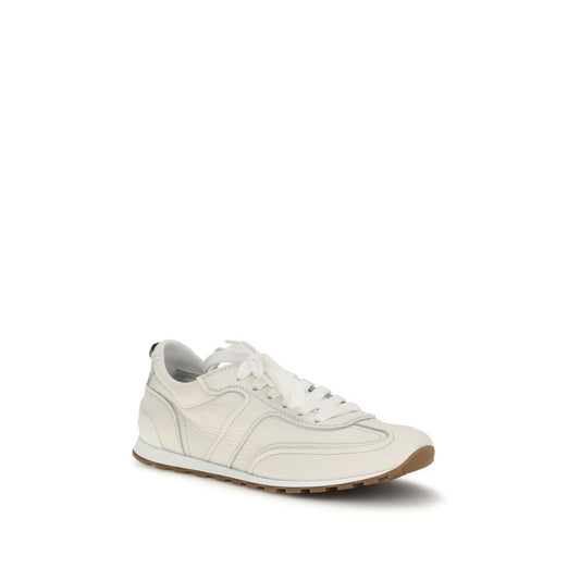 Brunello Cucinelli White Calf Leather Bos Taurus Low Top Sneakers - ClickThatClicks 