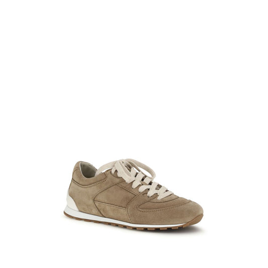 Brunello Cucinelli Beige Calf Leather Bos Taurus Low Top Sneakers - ClickThatClicks 