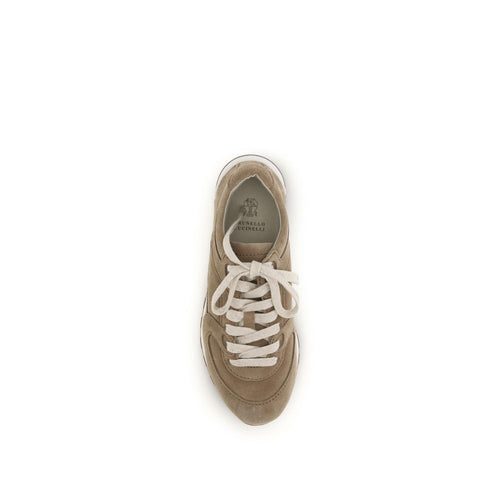 Brunello Cucinelli Beige Calf Leather Bos Taurus Low Top Sneakers - ClickThatClicks 