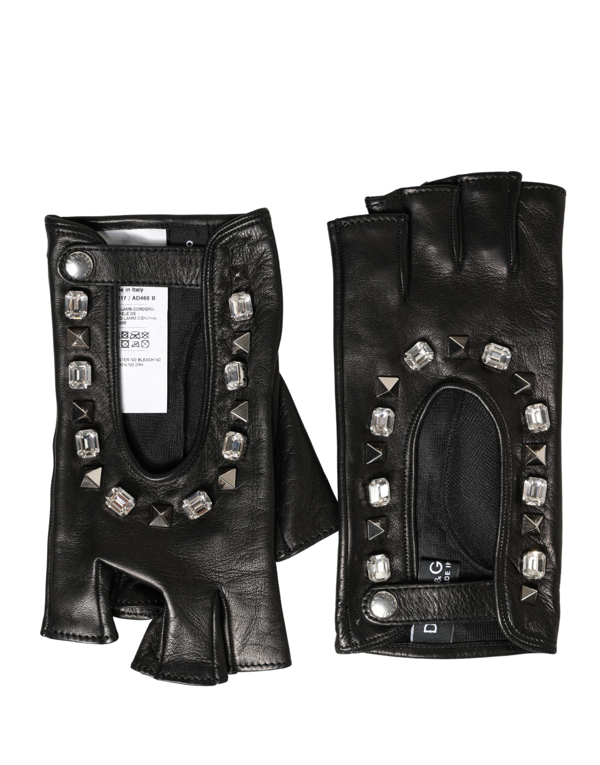Dolce & Gabbana Women Black Embellished Wrist Length Mitten Gloves - ClickThatClicks 