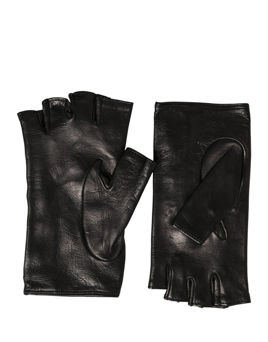 Dolce & Gabbana Women Black Embellished Wrist Length Mitten Gloves - ClickThatClicks 