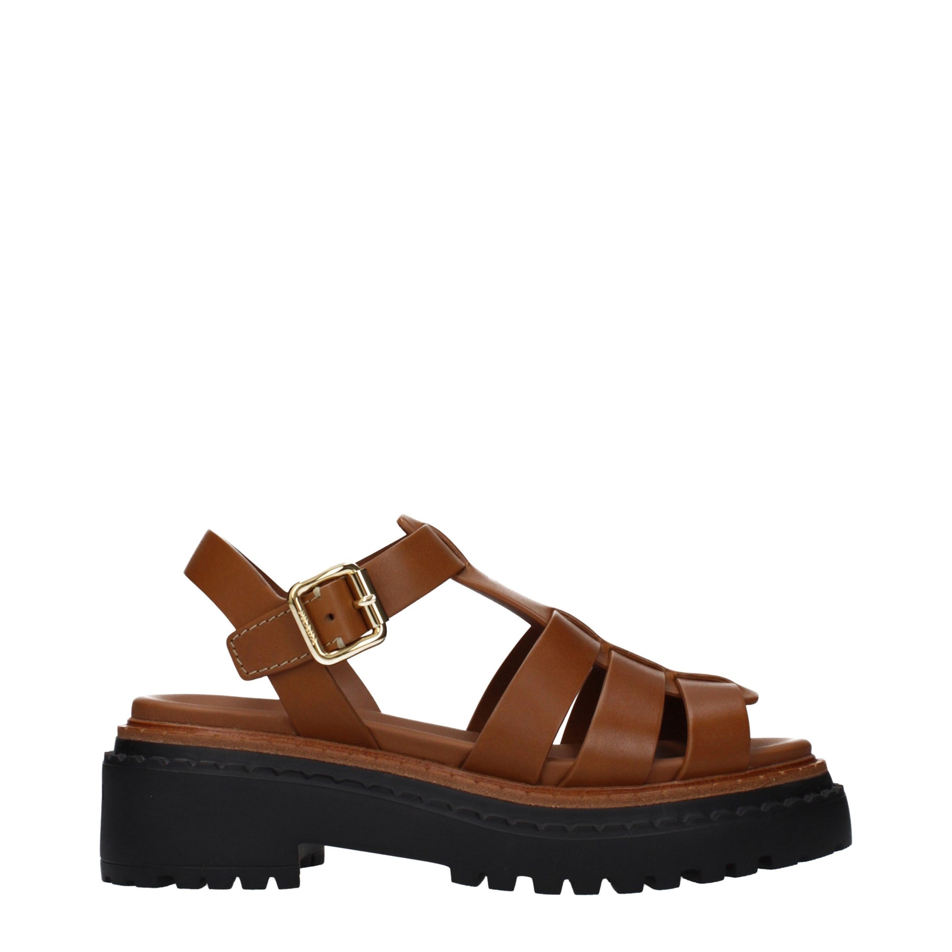 Prada Brown Leather Platform Sandals - ClickThatClicks 