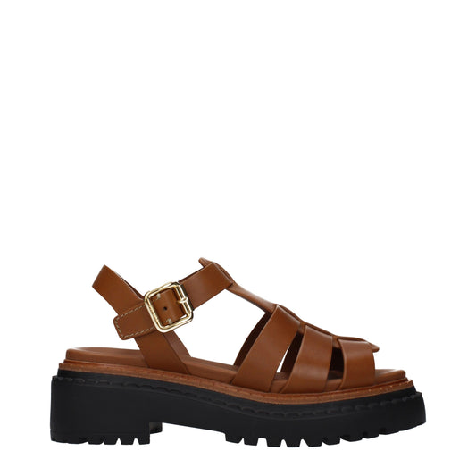 Prada Brown Leather Platform Sandals - ClickThatClicks 