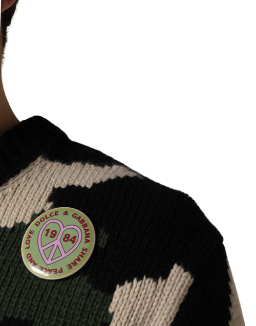 Dolce & Gabbana Multicolor Intarsia-Knit Camouflage Pullover Sweater - ClickThatClicks 