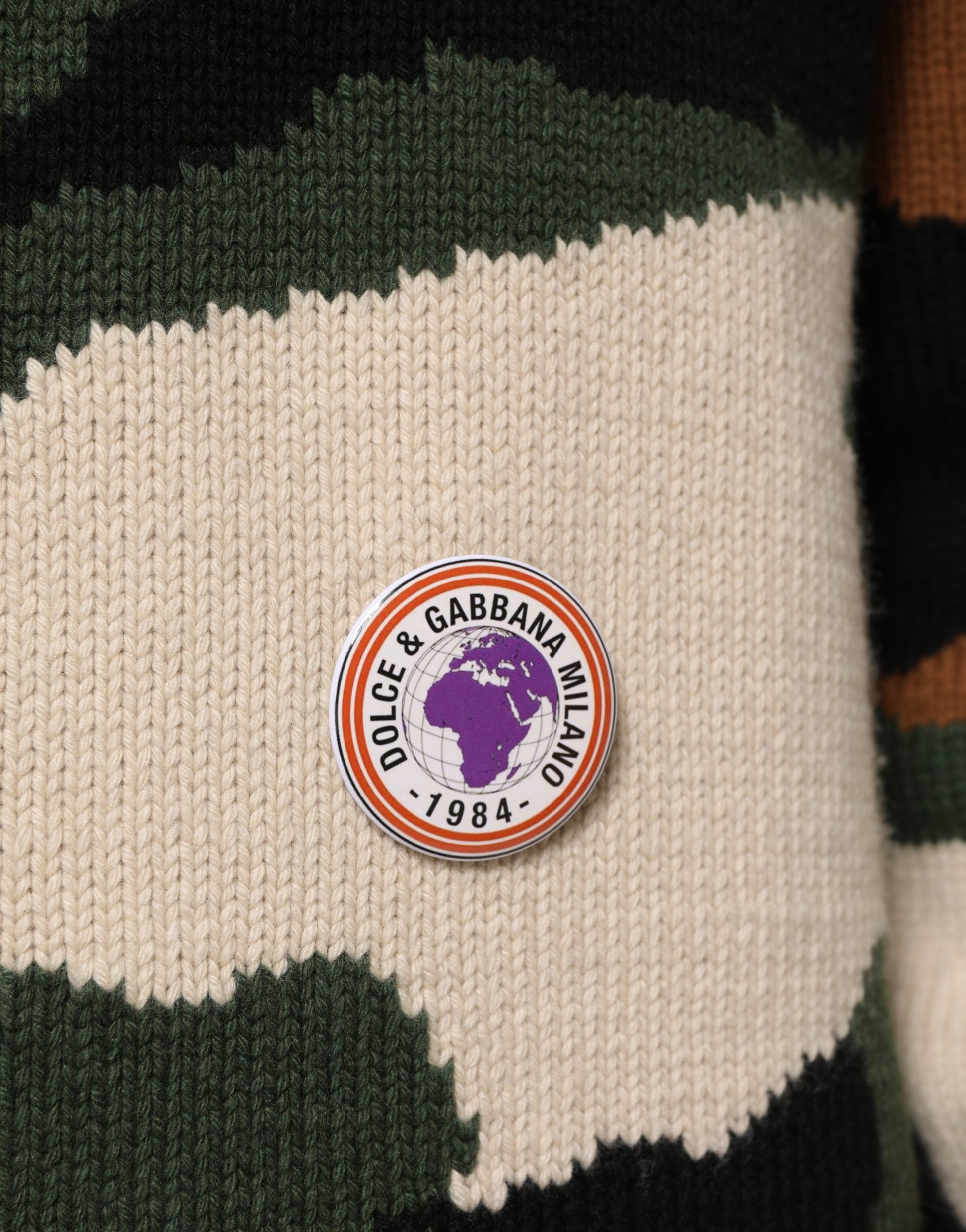 Dolce & Gabbana Multicolor Intarsia-Knit Camouflage Pullover Sweater - ClickThatClicks 