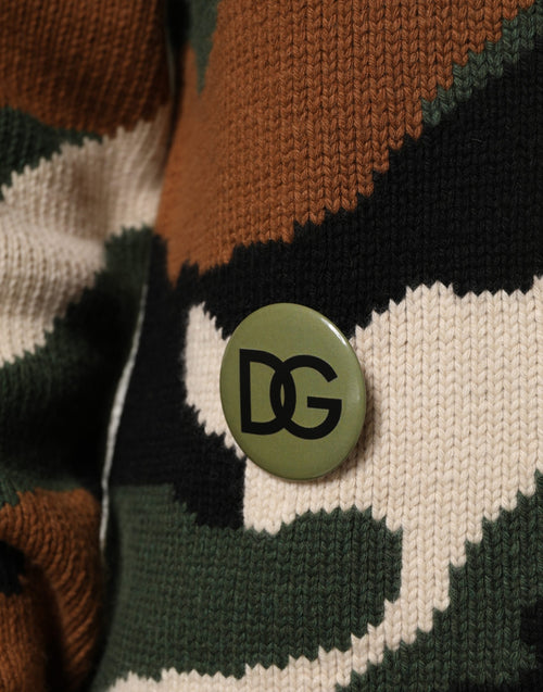 Dolce & Gabbana Multicolor Intarsia-Knit Camouflage Pullover Sweater - ClickThatClicks 