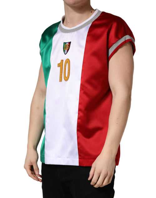 Dolce & Gabbana Multicolor Italia DG Logo Satin Tank T-shirt - ClickThatClicks 