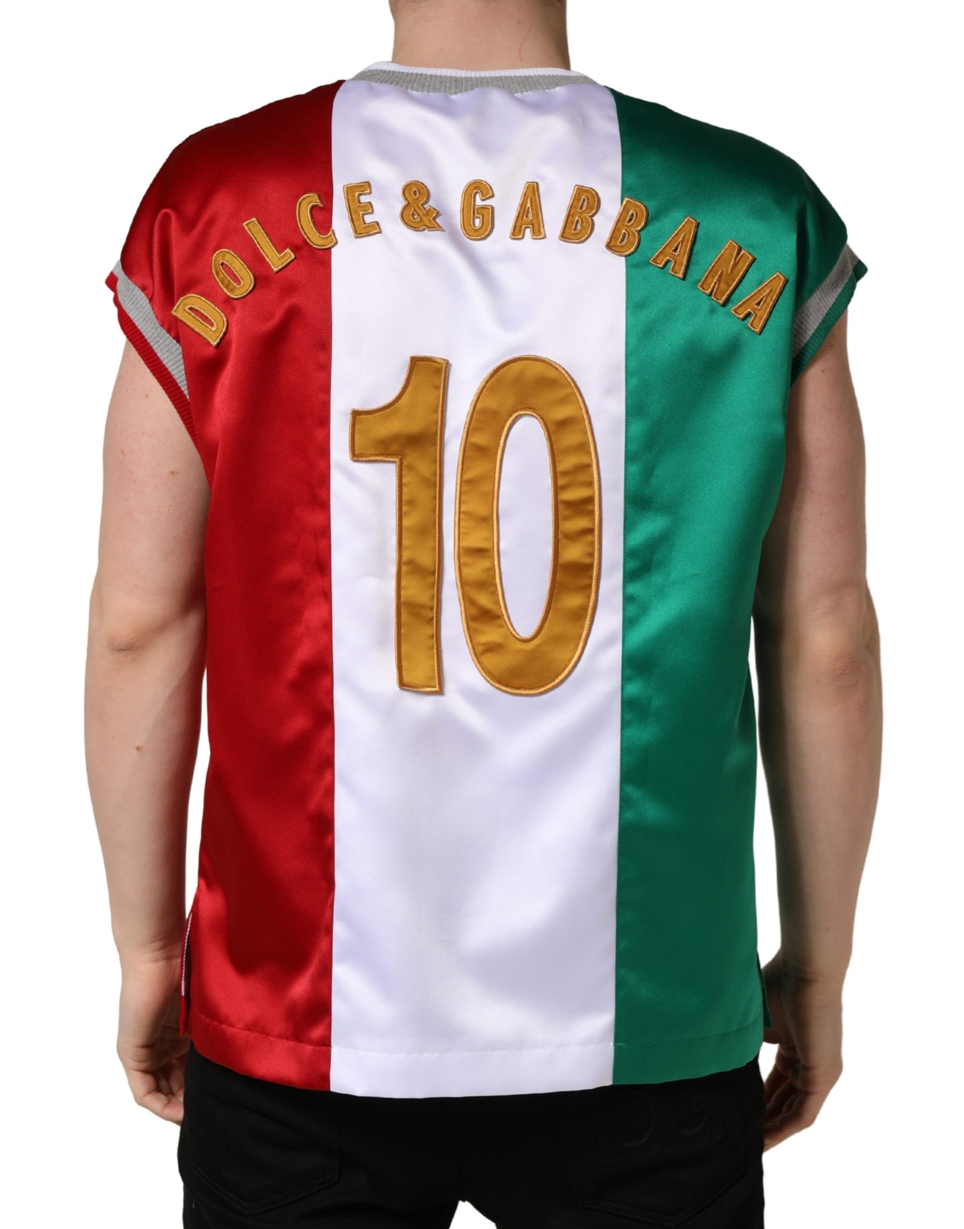 Dolce & Gabbana Multicolor Italia DG Logo Satin Tank T-shirt - ClickThatClicks 