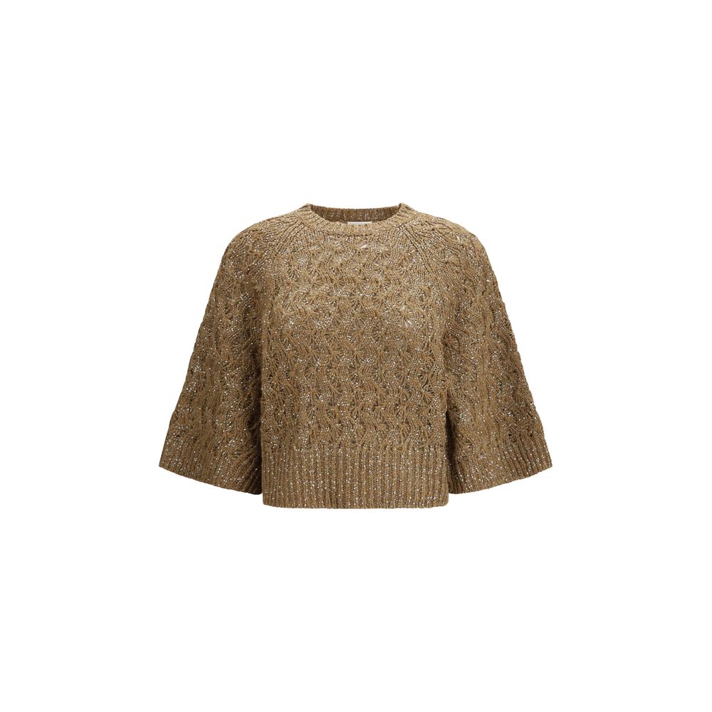 Brunello Cucinelli Beige Silk Sweatshirt - ClickThatClicks 