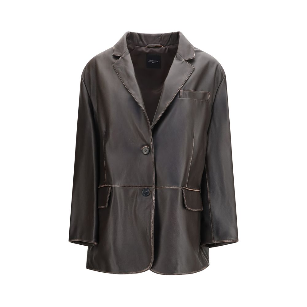 Max Mara Brown Leather Jacket - ClickThatClicks 