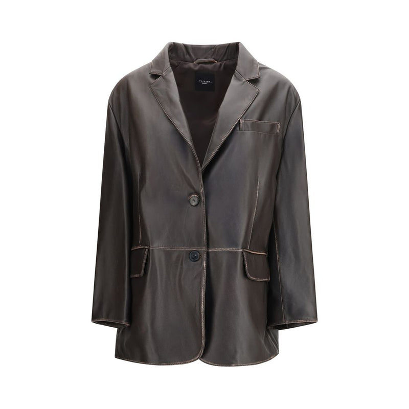 Max Mara Brown Leather Jacket - ClickThatClicks 