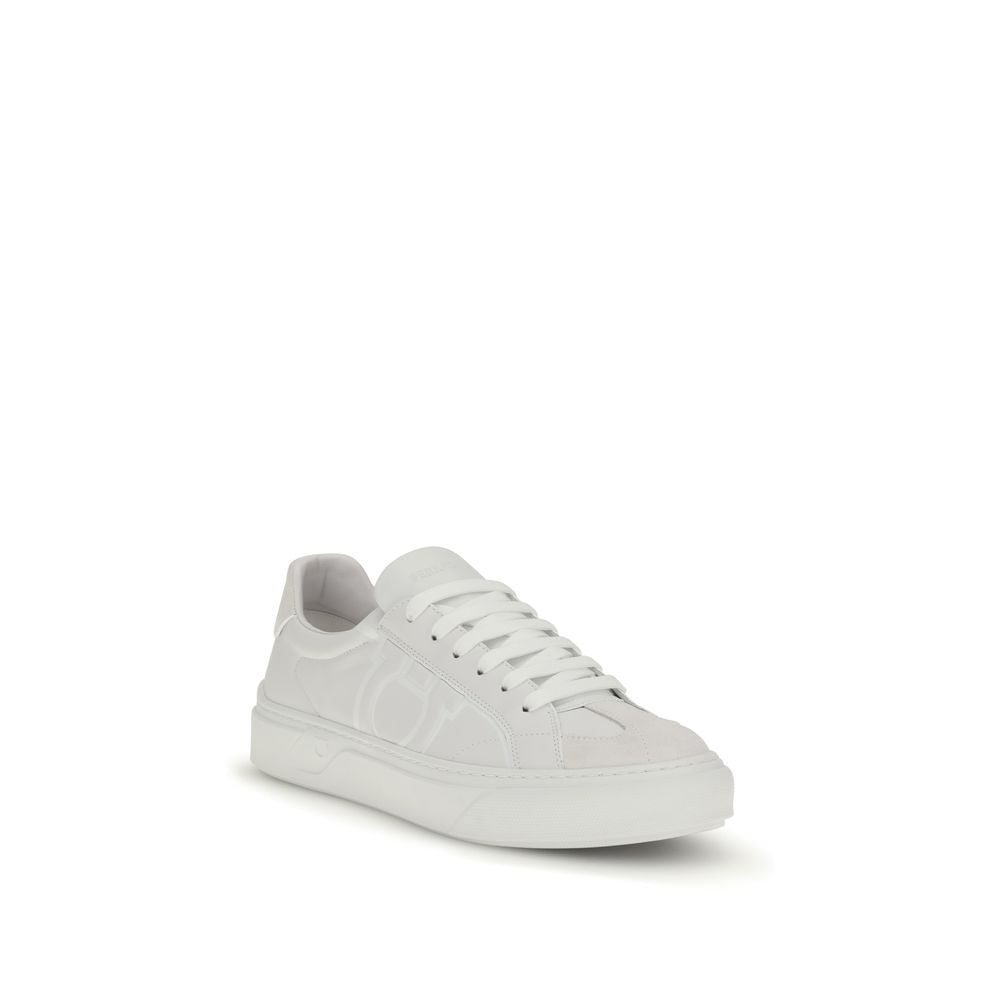 Ferragamo White Calf Leather Bos Taurus Sneakers - ClickThatClicks 