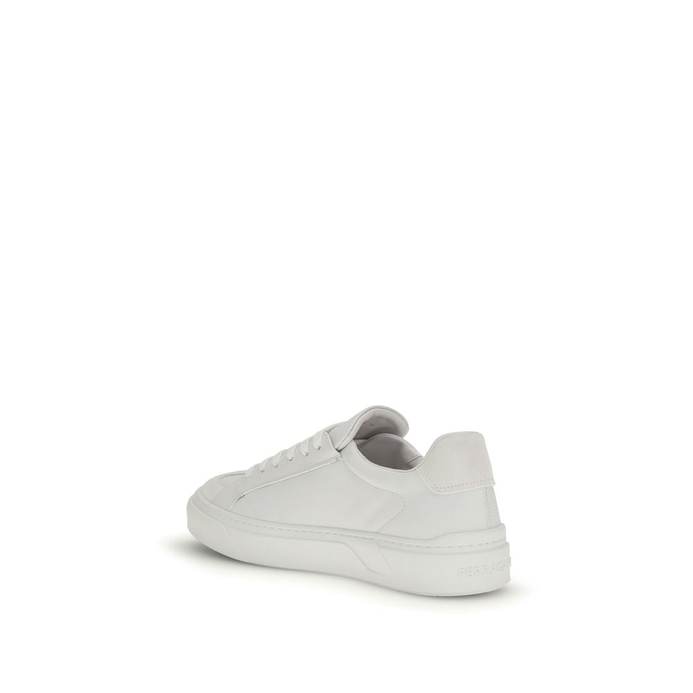 Ferragamo White Calf Leather Bos Taurus Sneakers - ClickThatClicks 