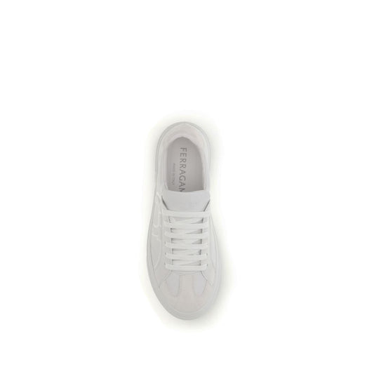 Ferragamo White Calf Leather Bos Taurus Sneakers - ClickThatClicks 