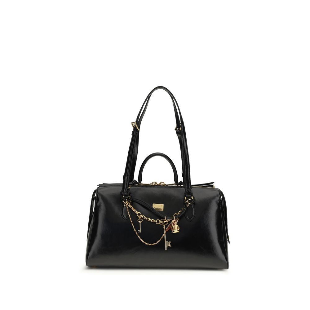 Dolce & Gabbana Black Calf Leather Bos Taurus Shoulder Bag - ClickThatClicks 