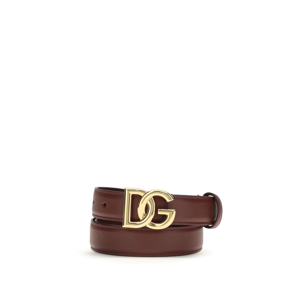 Dolce & Gabbana Bordeaux Calf Leather Bos Taurus Regular Belt - ClickThatClicks 