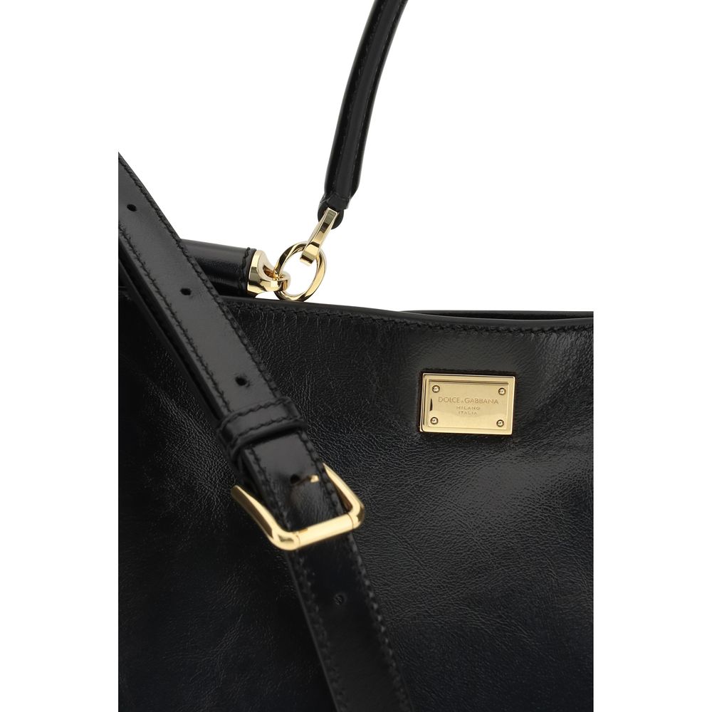 Dolce & Gabbana Black Calf Leather Bos Taurus Shoulder Bag - ClickThatClicks 