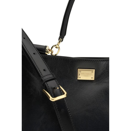 Dolce & Gabbana Black Calf Leather Bos Taurus Shoulder Bag - ClickThatClicks 