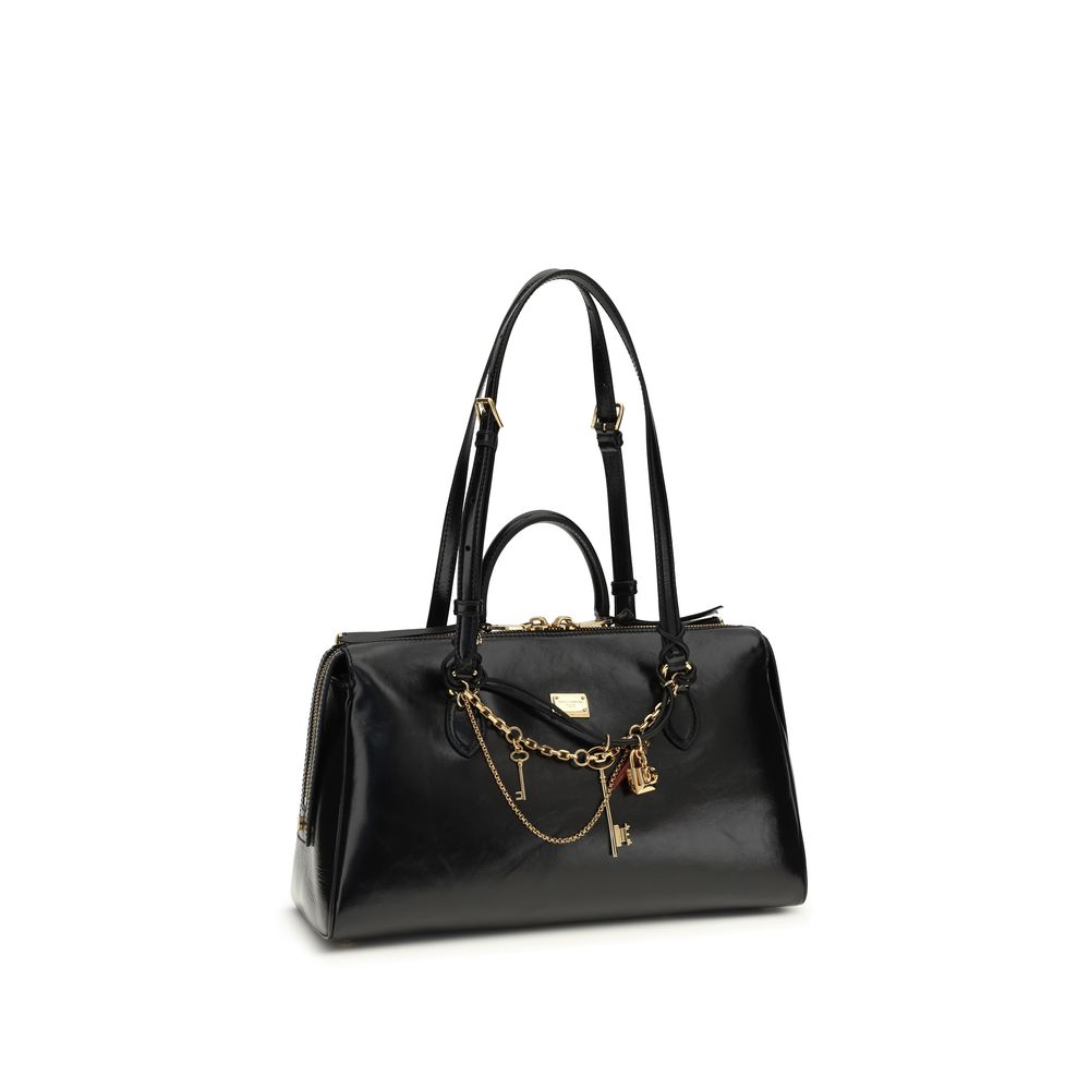 Dolce & Gabbana Black Calf Leather Bos Taurus Shoulder Bag - ClickThatClicks 