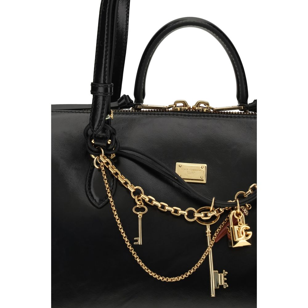 Dolce & Gabbana Black Calf Leather Bos Taurus Shoulder Bag - ClickThatClicks 
