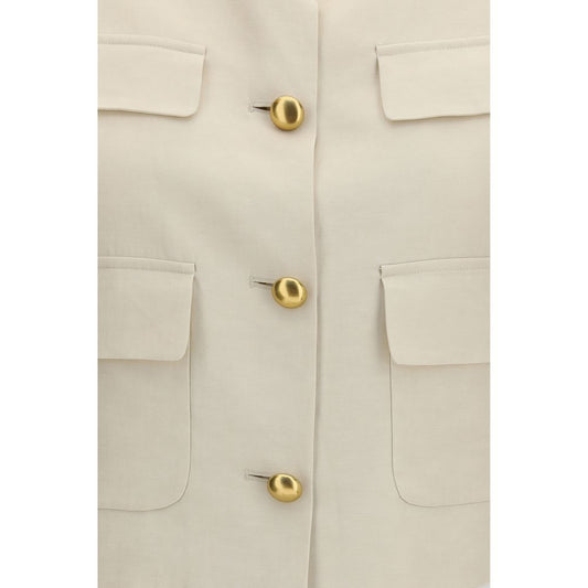 P.A.R.O.S.H. Beige Wool Sleveless Jacket - ClickThatClicks 
