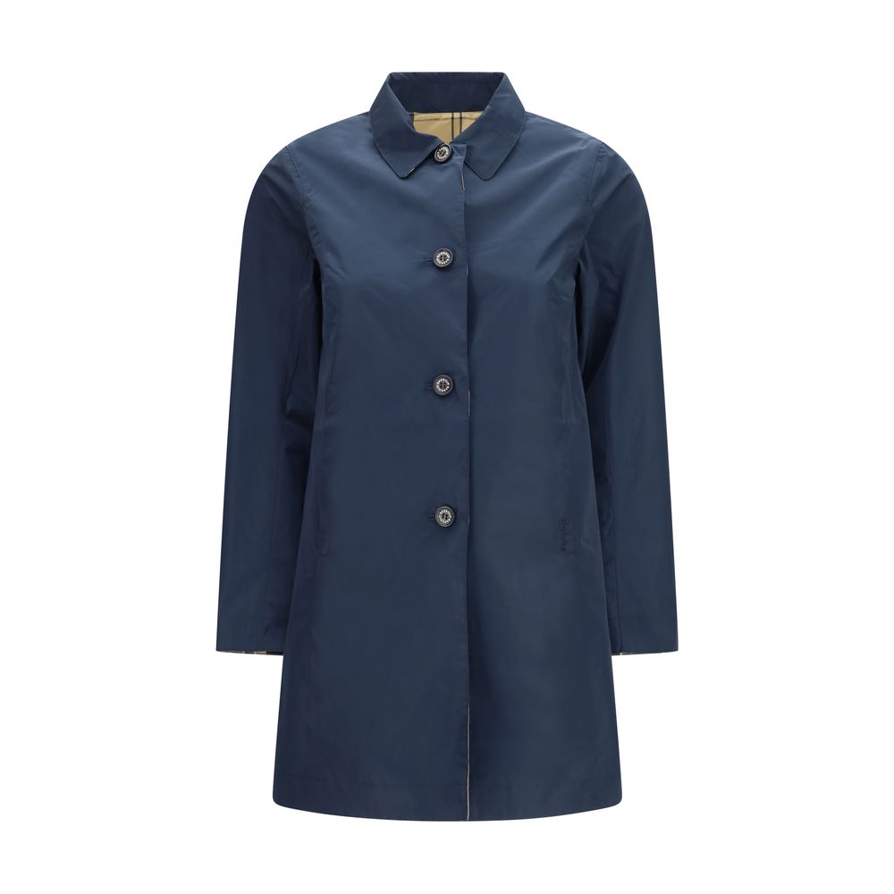 Barbour Blue Polyester Trench Coat - ClickThatClicks 
