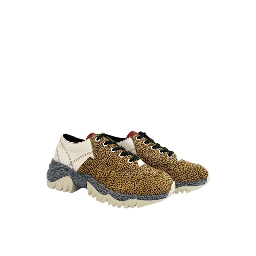 Borbonese Beige Leather Women Sneaker - ClickThatClicks 