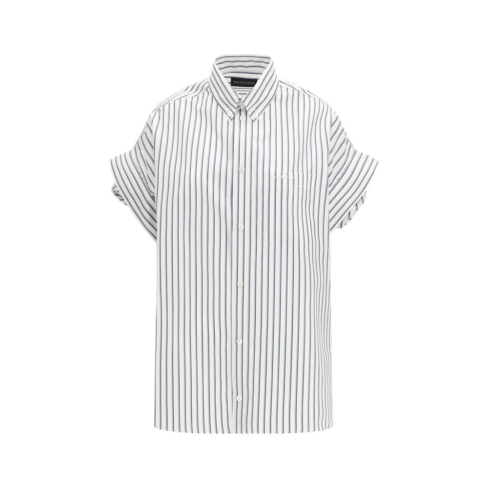 Balenciaga White Cotton Shortsleeve Shirt - ClickThatClicks 