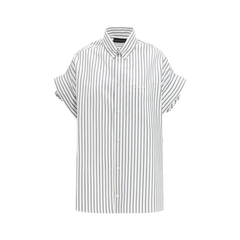 Balenciaga White Cotton Shortsleeve Shirt - ClickThatClicks 