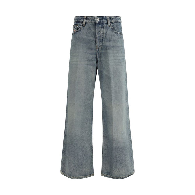 Diesel Blue Cotton Relaxed Fit Jeans