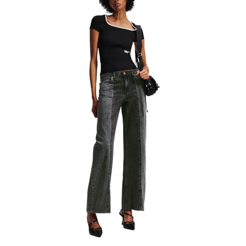 Karl Lagerfeld Black Cotton Relaxed Fit Jeans - ClickThatClicks 