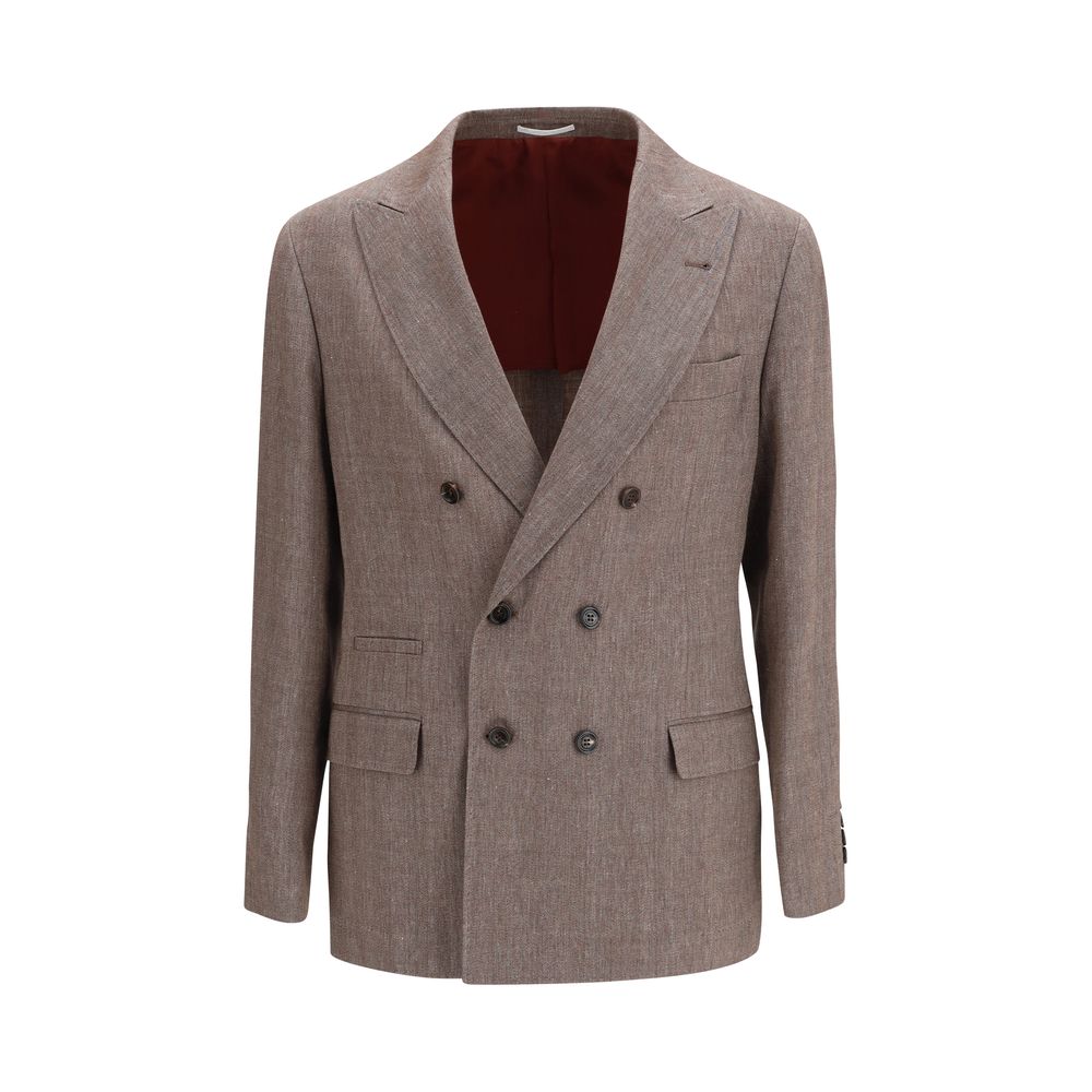 Brunello Cucinelli Brown Linen Blazer - ClickThatClicks 