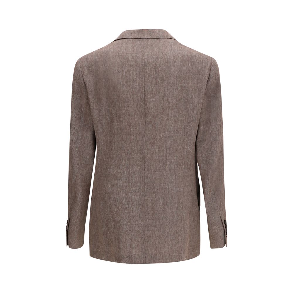 Brunello Cucinelli Brown Linen Blazer - ClickThatClicks 