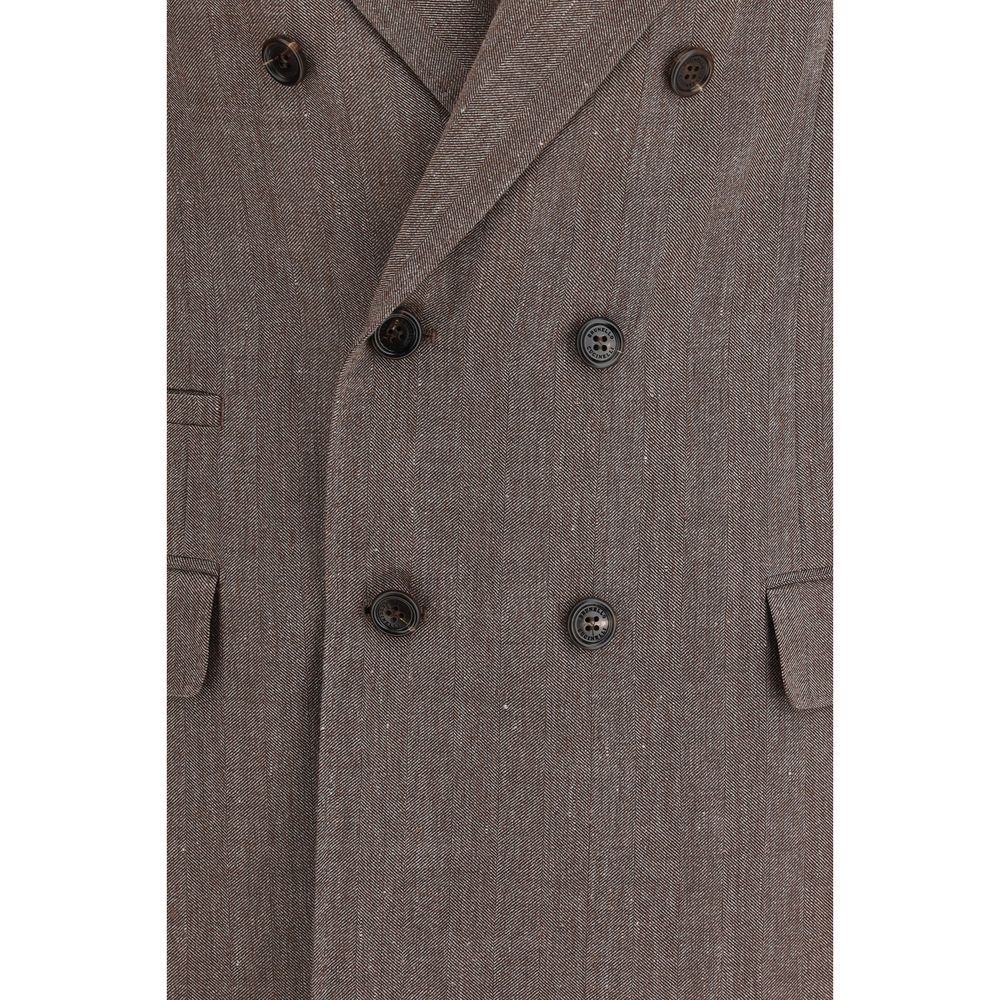 Brunello Cucinelli Brown Linen Blazer - ClickThatClicks 