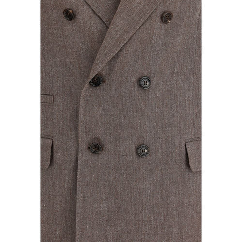 Brunello Cucinelli Brown Linen Blazer - ClickThatClicks 