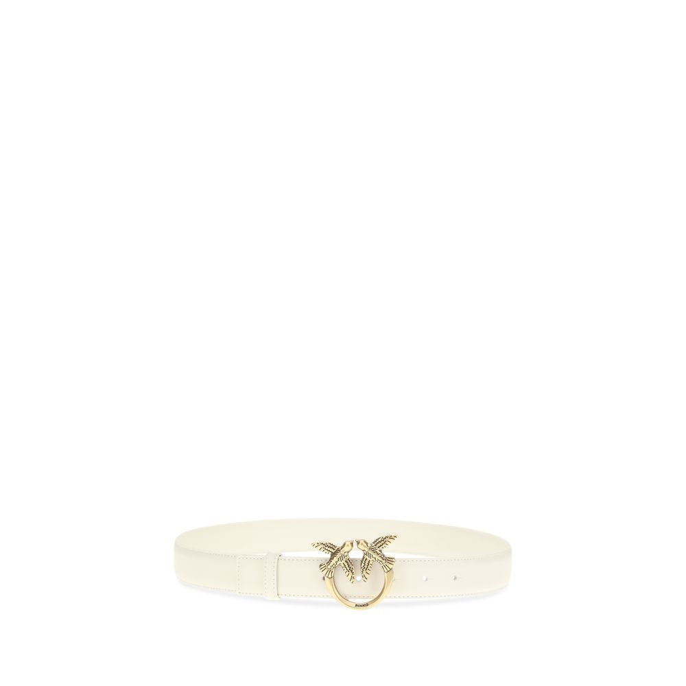 PINKO White Calf Leather Bos Taurus Regular Belt - ClickThatClicks 
