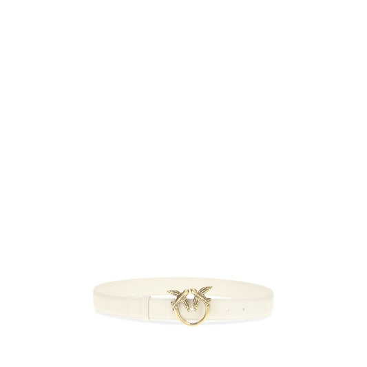 PINKO White Calf Leather Bos Taurus Regular Belt - ClickThatClicks 
