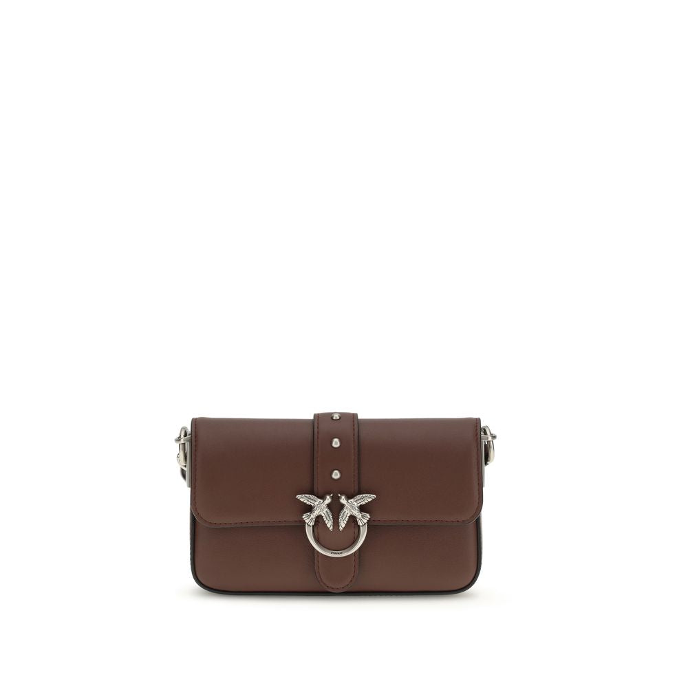 PINKO Brown Calf Leather Bos Taurus Shoulder Bag - ClickThatClicks 