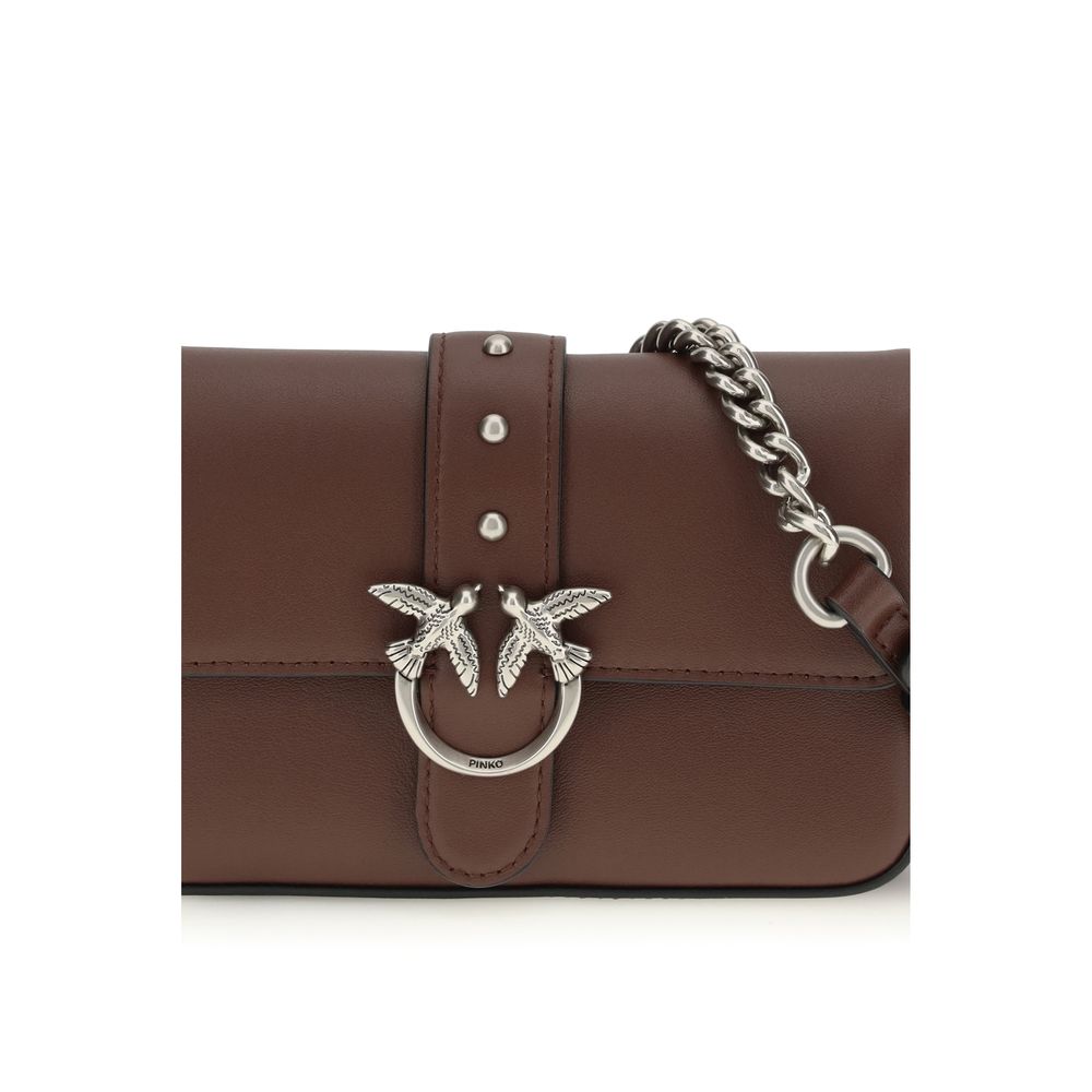 PINKO Brown Calf Leather Bos Taurus Shoulder Bag - ClickThatClicks 