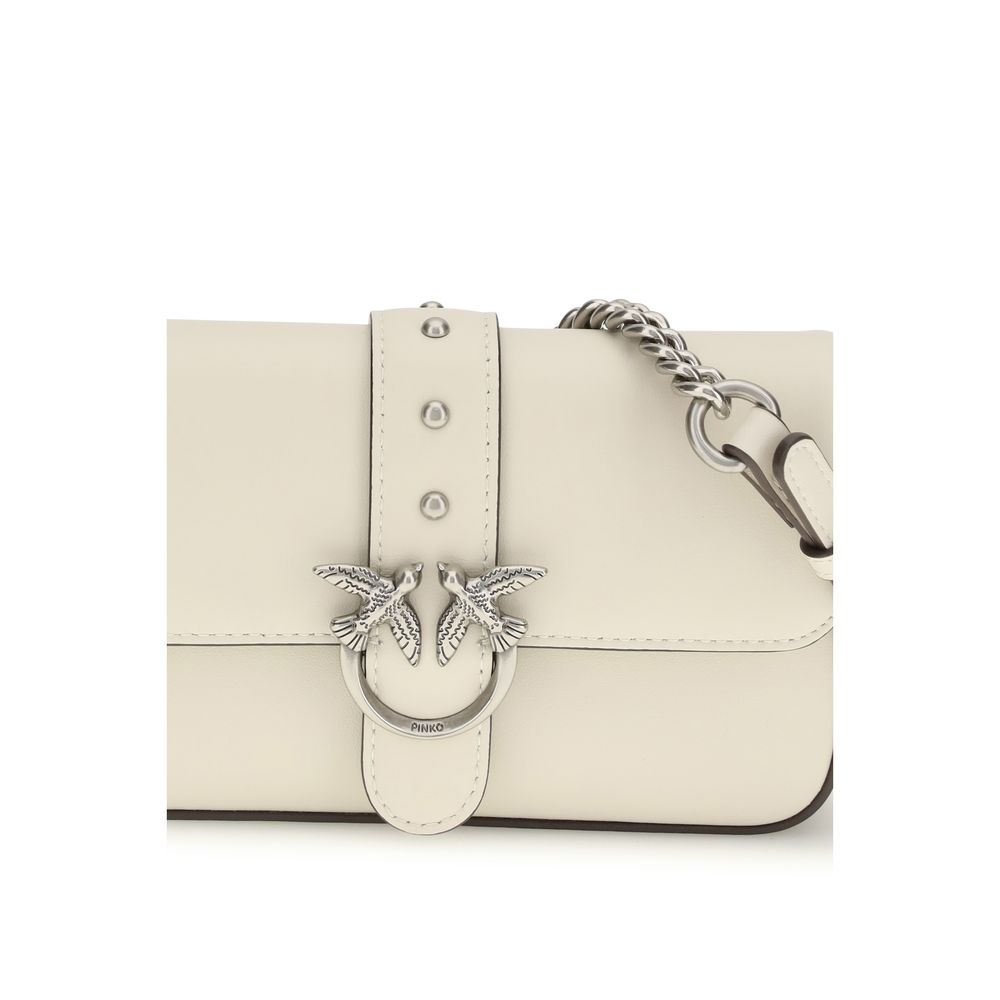 PINKO White Calf Leather Bos Taurus Shoulder Bag - ClickThatClicks 