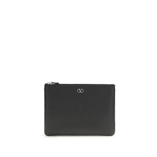 Valentino Garavani Black Calf Leather Bos Taurus Wallet - ClickThatClicks 