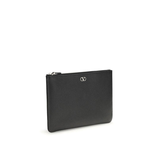 Valentino Garavani Black Calf Leather Bos Taurus Wallet - ClickThatClicks 