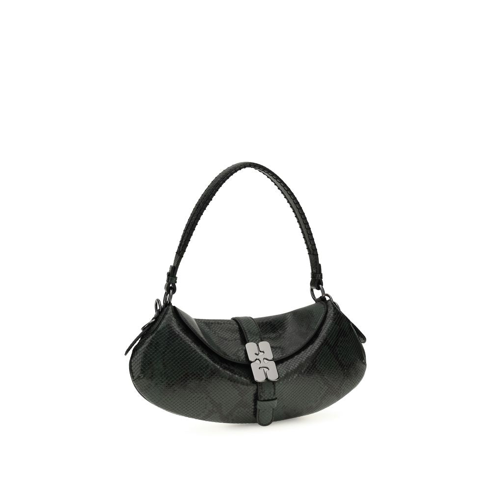 Ganni Blue Recycled Leather Shoulder Bag - ClickThatClicks 