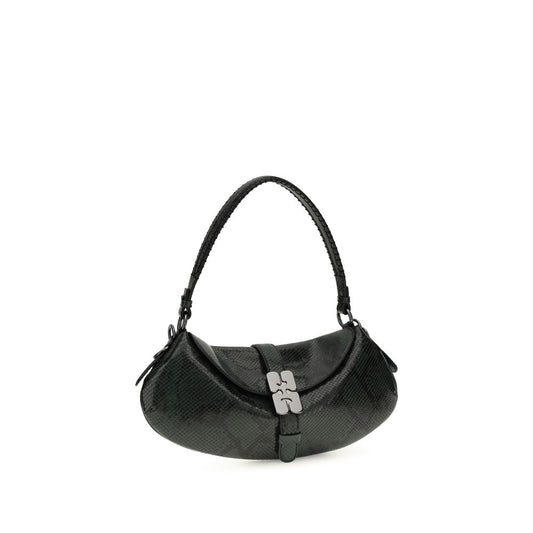 Ganni Blue Recycled Leather Shoulder Bag - ClickThatClicks 