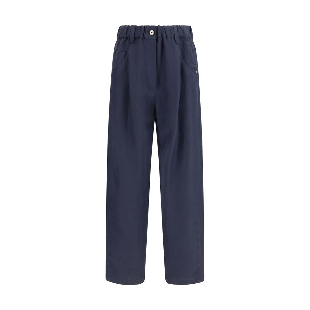 Brunello Cucinelli Blue Viscose Casual Pants - ClickThatClicks 