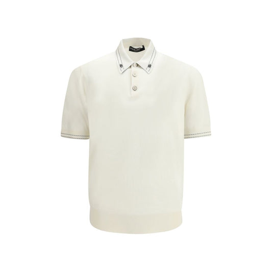 Dolce & Gabbana Beige Silk Polo Shirt - ClickThatClicks 