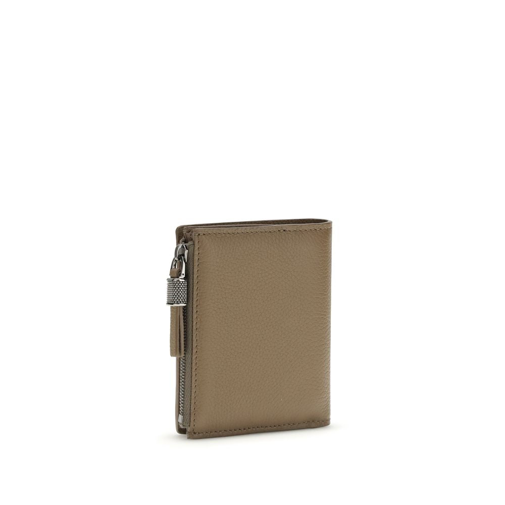 Brunello Cucinelli Beige Calf Leather Bos Taurus Wallet - ClickThatClicks 
