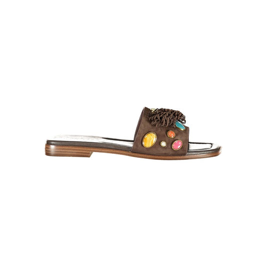 Twinset Marrone Leather Women Slipper - ClickThatClicks 